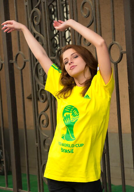 Sylphlike teen Nikia A baring tiny tits and hot ass outdoor